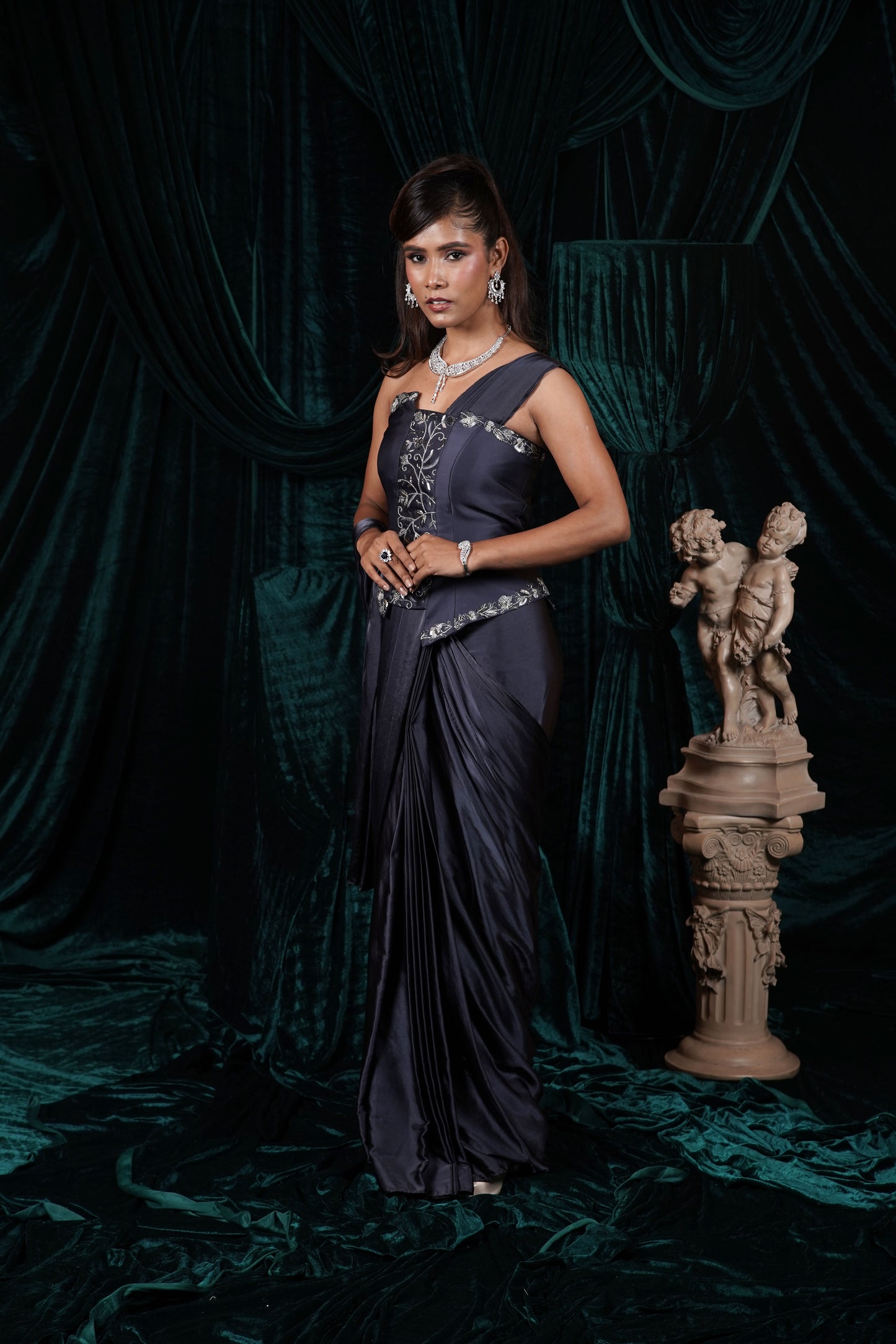 Mystic Night Midnight Blue Embroidered Indo- Western