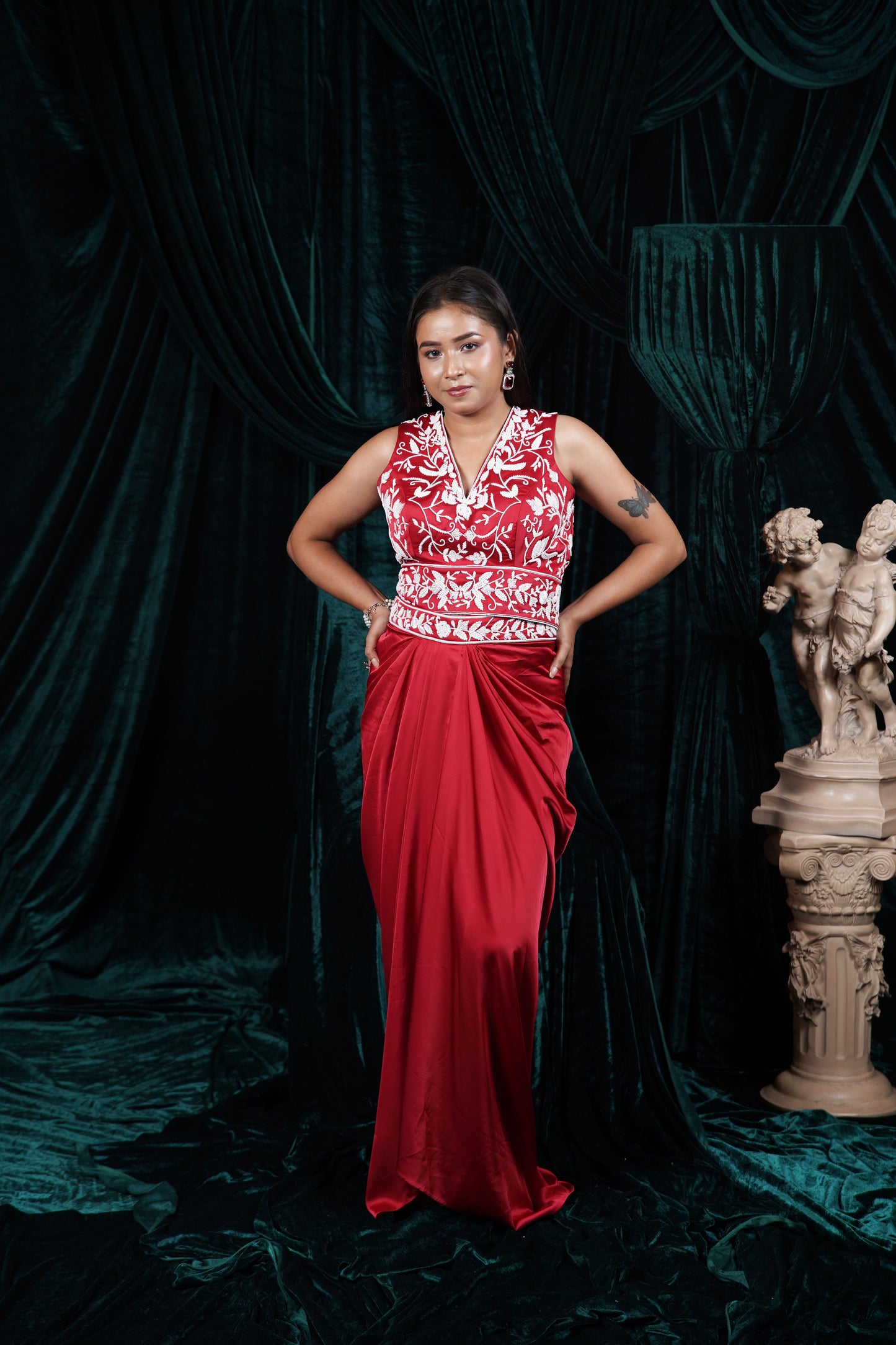 Scarlet Affair Red Embroidered Indo-Western