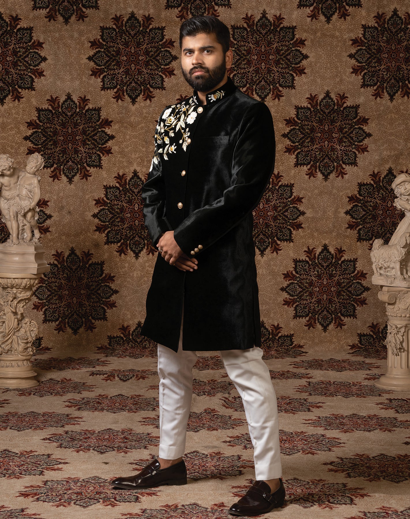 Enchanted Grove Lindoworm Green Embroidered Sherwani