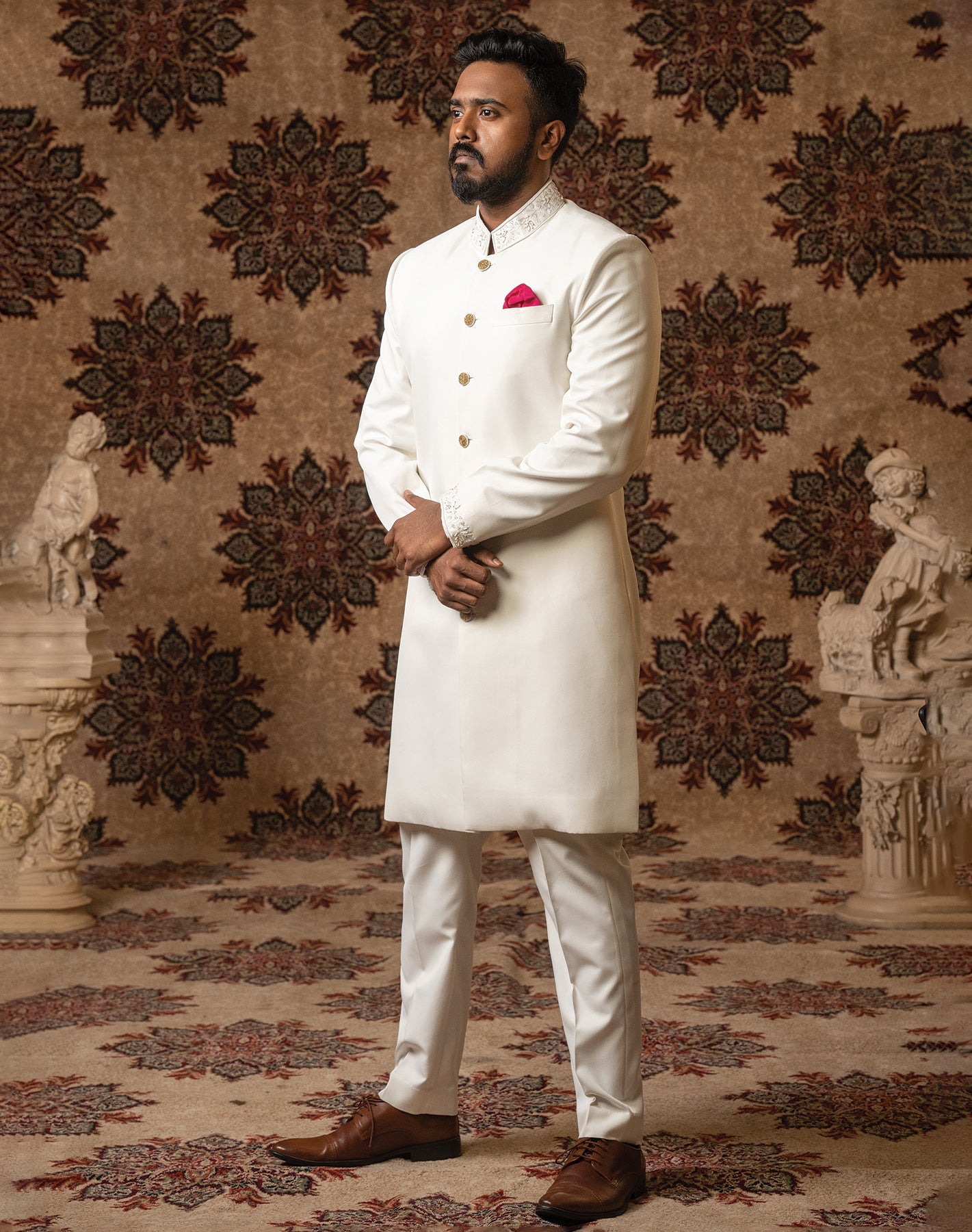 The White Tulip White Embroidered Sherwani