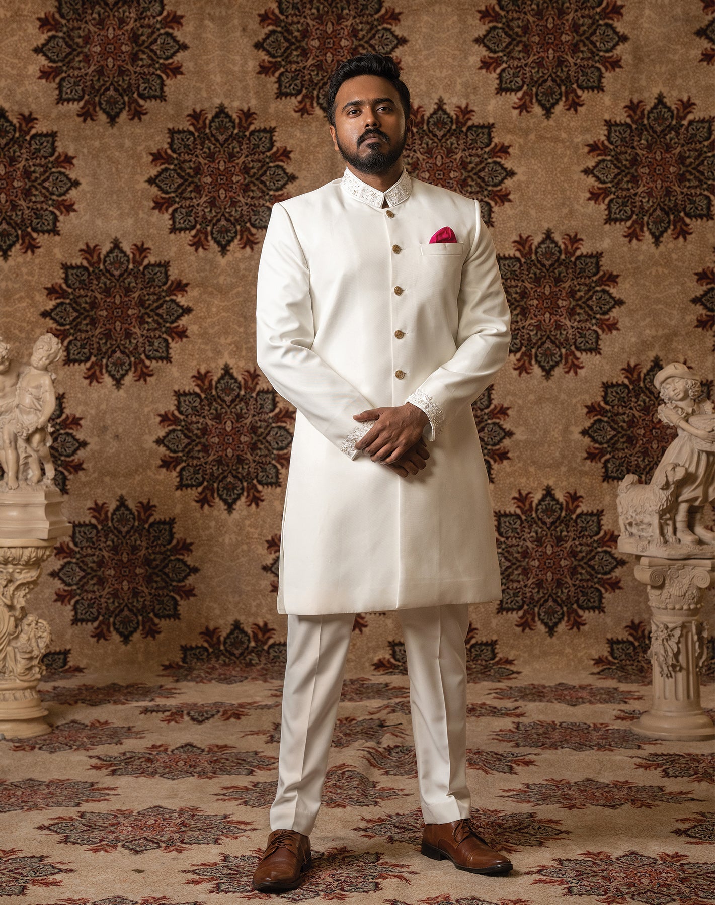 The White Tulip White Embroidered Sherwani