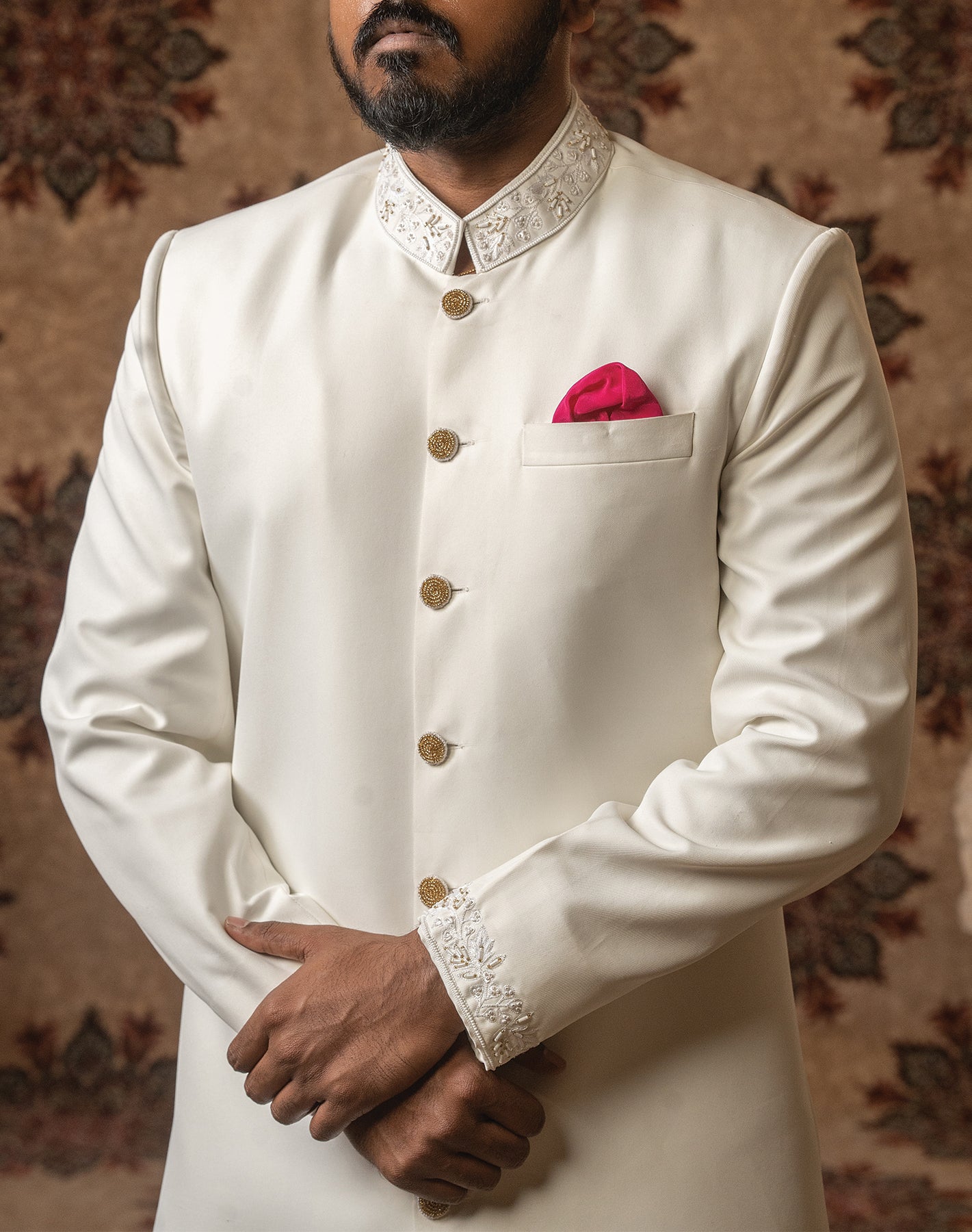 The White Tulip White Embroidered Sherwani