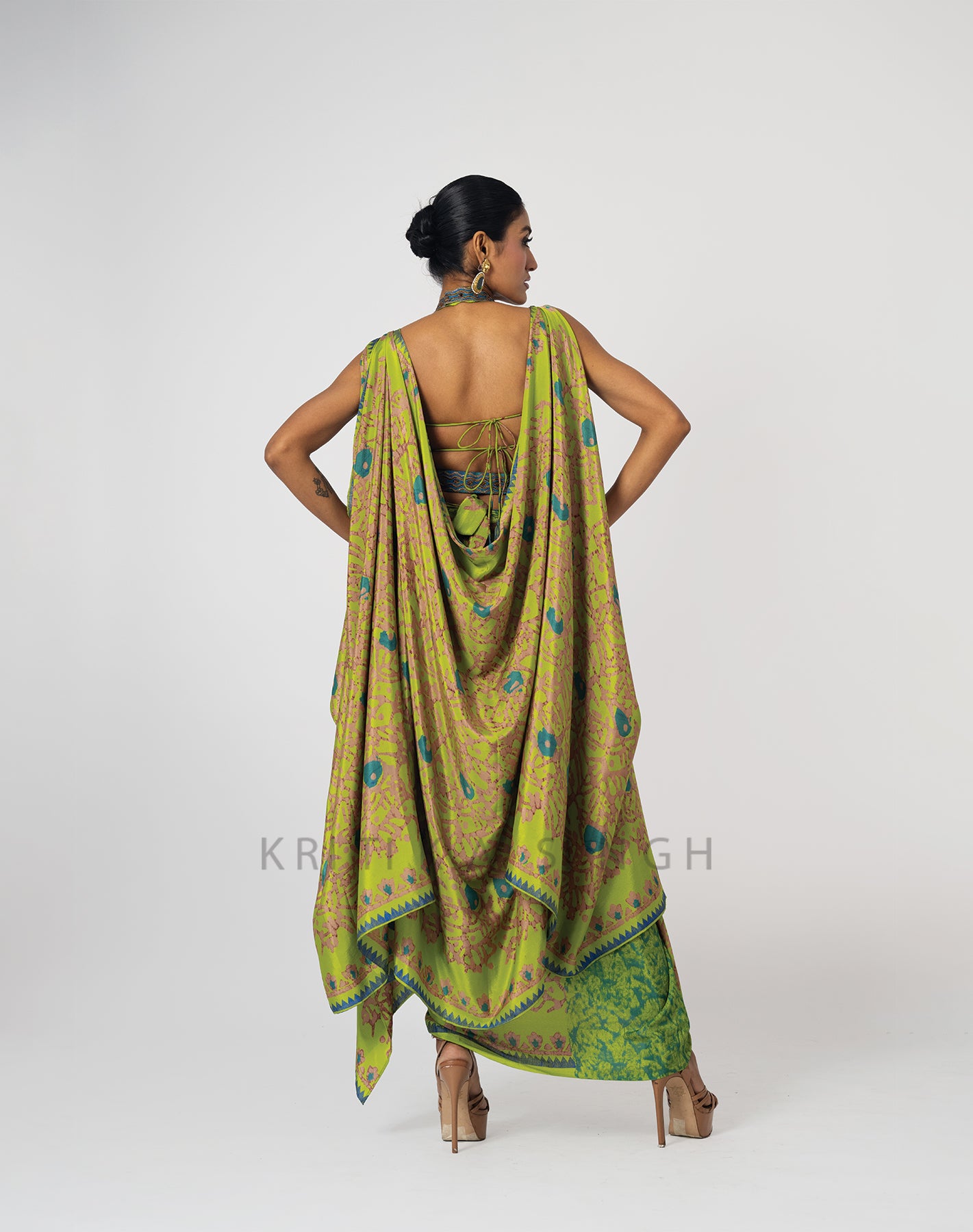 Amara Green  Hand Embroidered Indo-Western