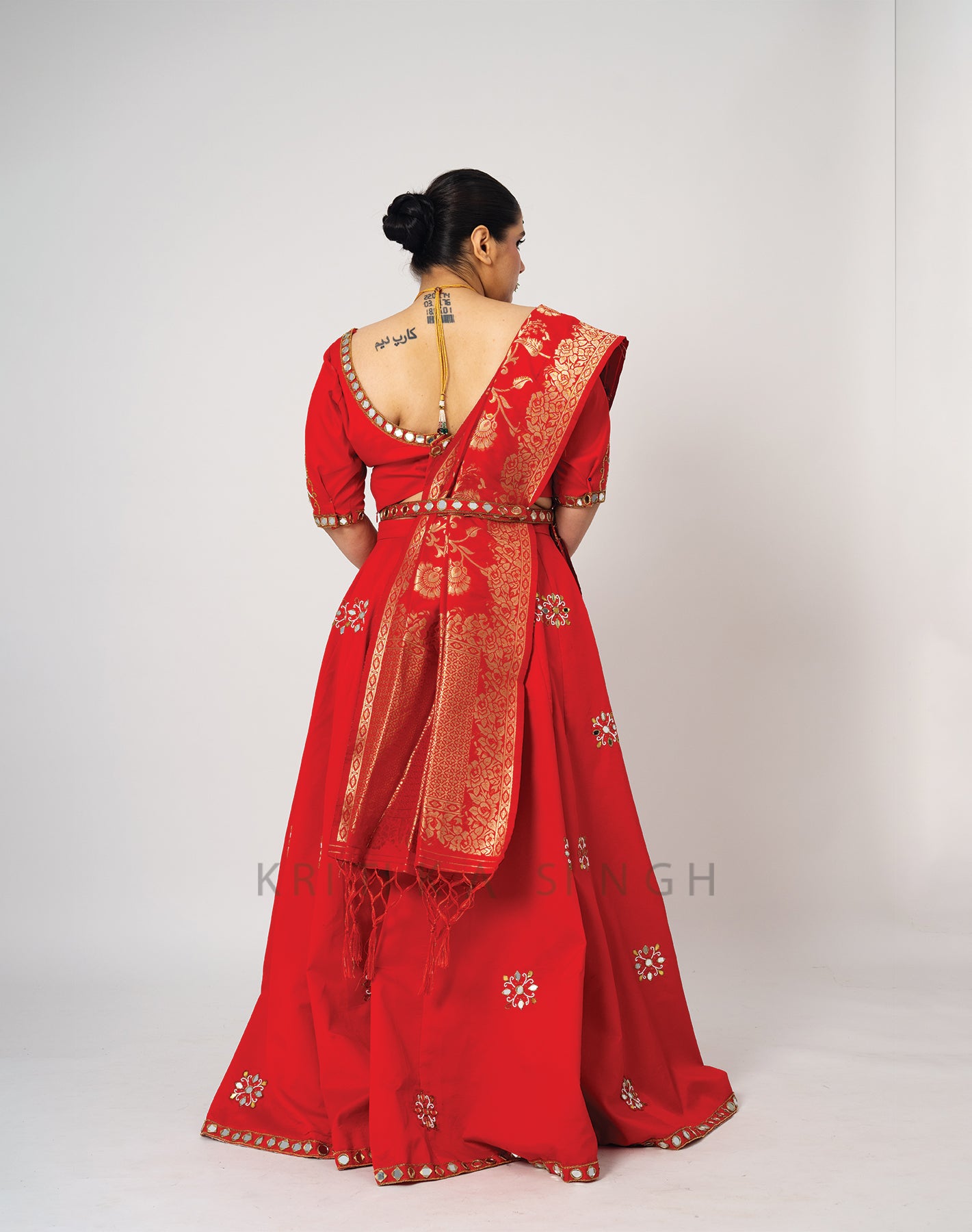 Magestic Lustres Candy Red Hand Embroidered  Lehenga Set