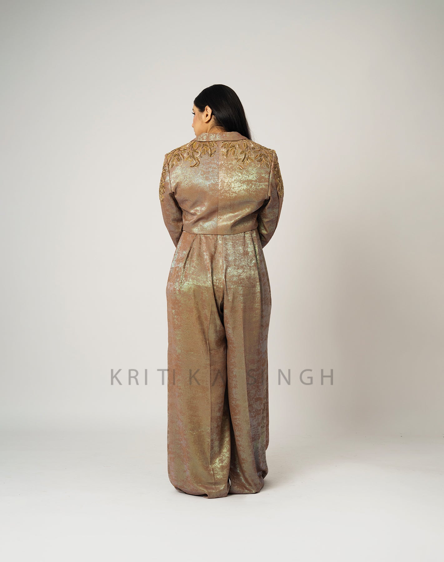 Gauram Metallic Golden Hand Embroidered  Pant-Suit